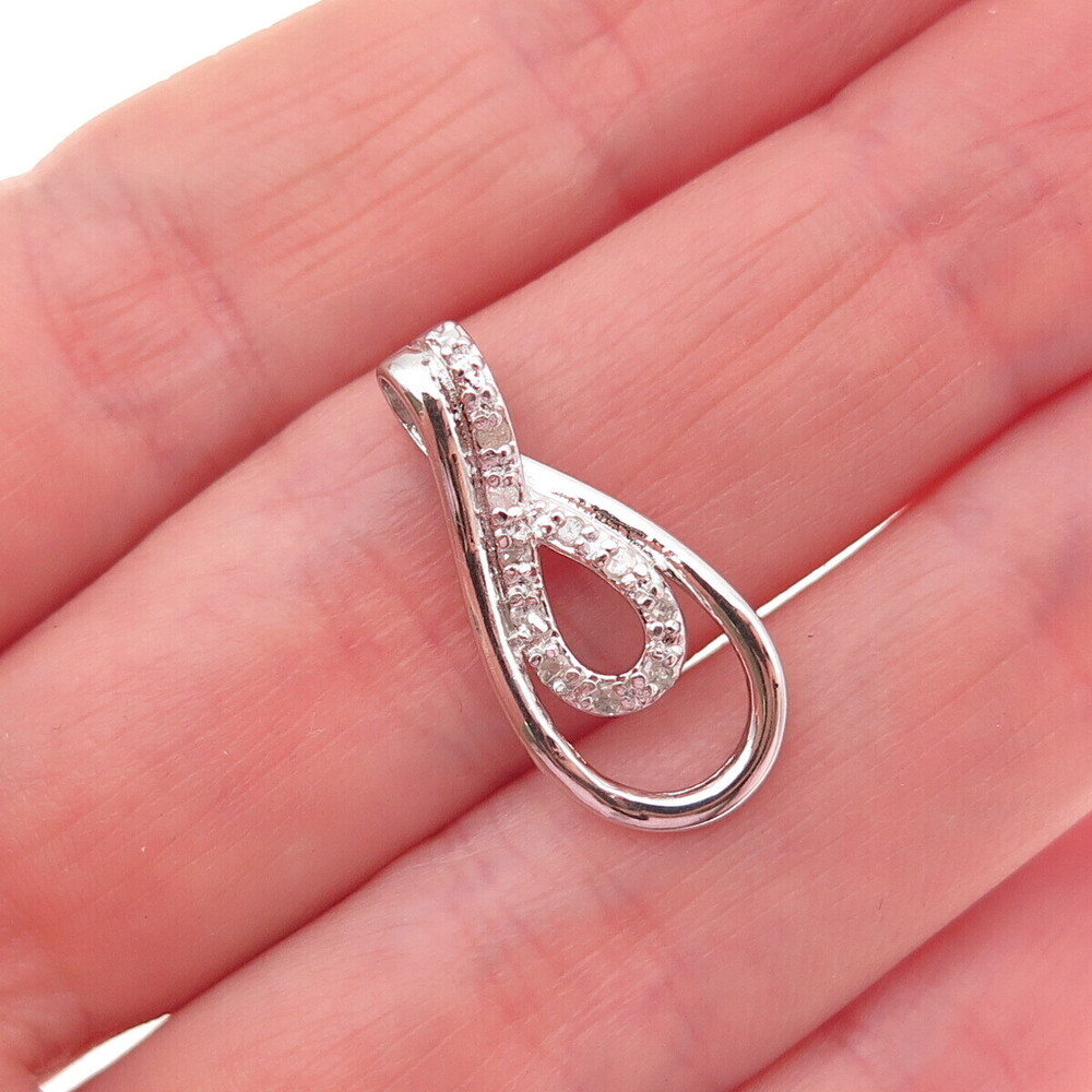 925 Sterling Silver Real Round-Cut Diamond Infinity Mini Charm Pendant